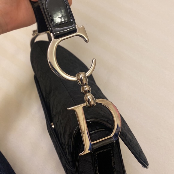 Vintage Dior saddle bag black in monogram classic authentic mint silver - Picture 7 of 12